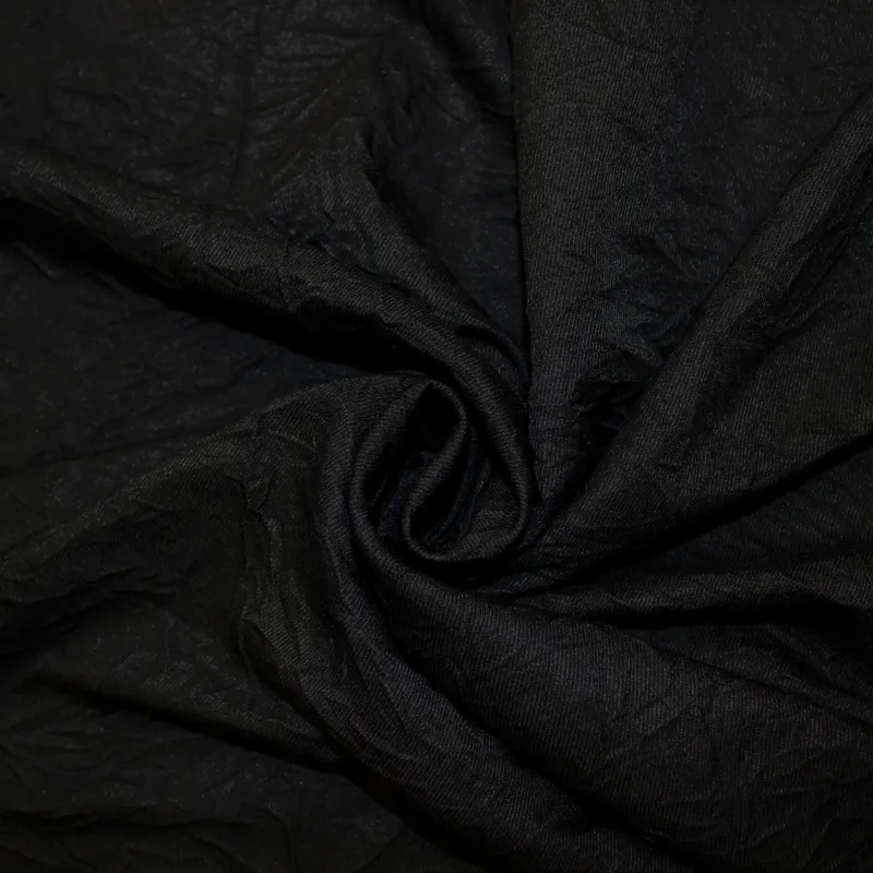 Tessuto poliviscosa grinzato  nero  | tessuto per pantaloni e giacca