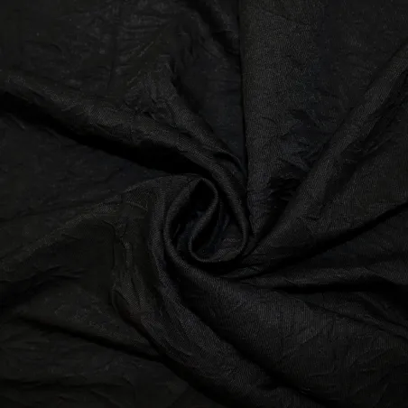 Tessuto poliviscosa grinzato  nero  | tessuto per pantaloni e giacca