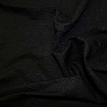 Tessuto poliviscosa grinzato  nero  | tessuto per pantaloni e giacca