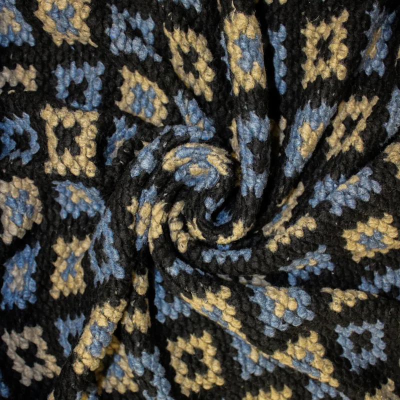 Tessuto misto lana per cappe e cappotti blu | tessuti deadstock