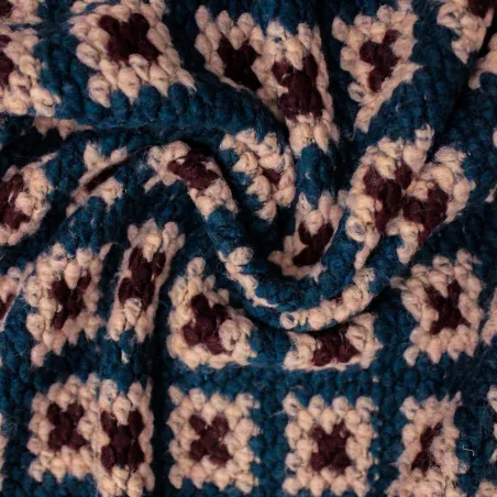 Tessuto misto lana per cappe e cappotti color petrolio | tessuti deadstock