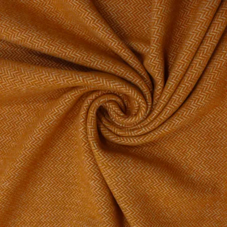 Tessuto per cappotto spigato in misto lana arancio | tessuto deadstock