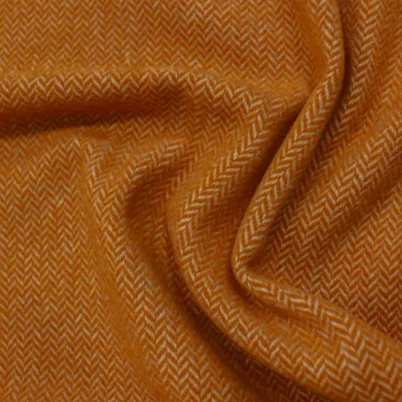 Tessuto per cappotto spigato in misto lana arancio | tessuto deadstock