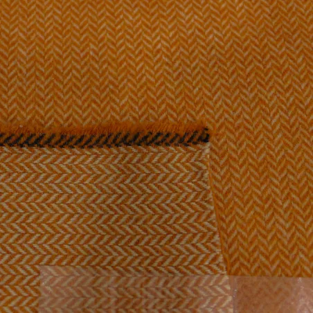 Tessuto per cappotto spigato in misto lana arancio | tessuto deadstock
