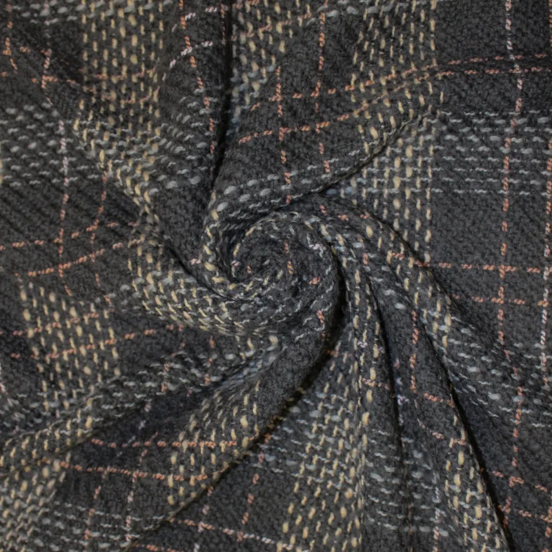 Originale tessuto chanel in misto lana grigio per caldi cappotti donna