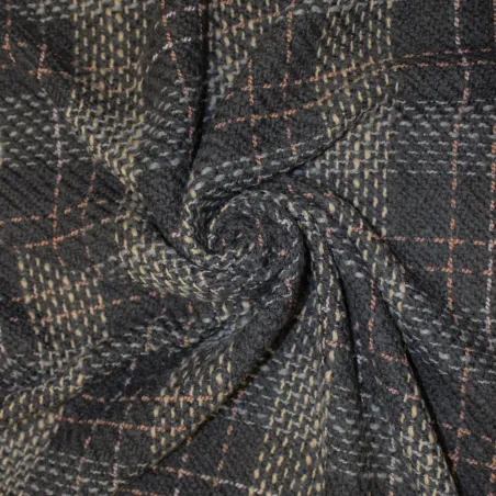 Originale tessuto chanel in misto lana grigio per caldi cappotti donna