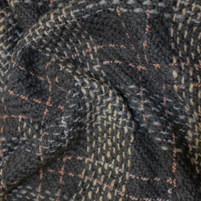 Originale tessuto chanel in misto lana grigio per caldi cappotti donna