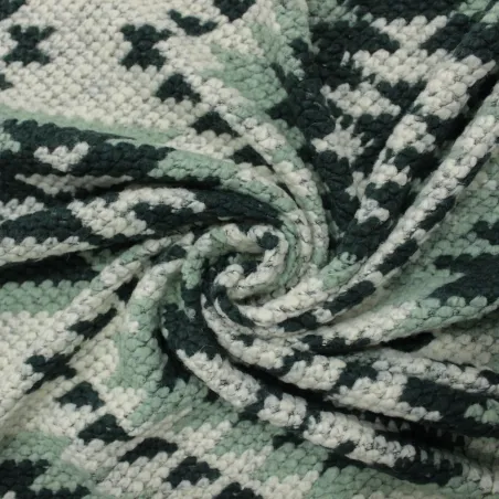 Tessuto uncinetto verde unisex | tessuti deadstock