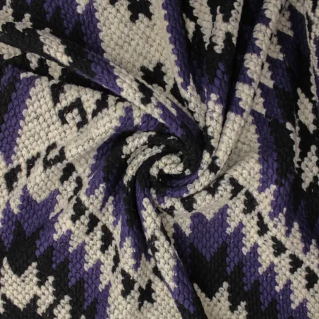 Cappotto uncinetto viola e nero per donna e bambini| tessuti deadstock