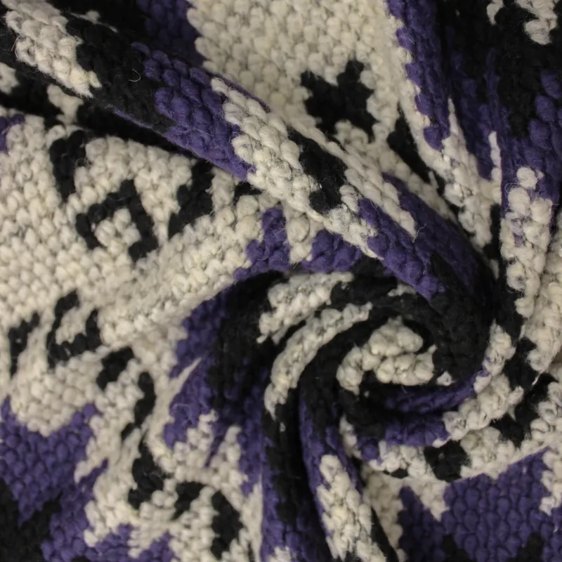 Cappotto uncinetto viola e nero per donna e bambini| tessuti deadstock