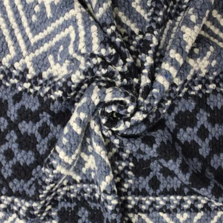 Tessuto misto lana per cappe e cappotti colore blu e carta da zucchero