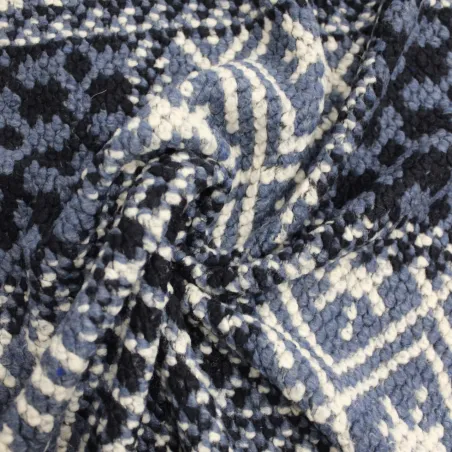 Tessuto misto lana per cappe e cappotti colore blu e carta da zucchero