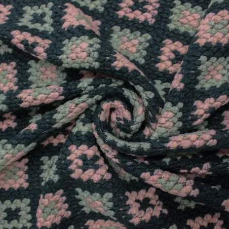 Tessuto uncinetto deadstock per cappotto misto lana