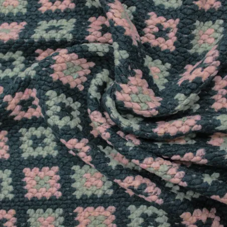 Tessuto uncinetto deadstock per cappotto misto lana