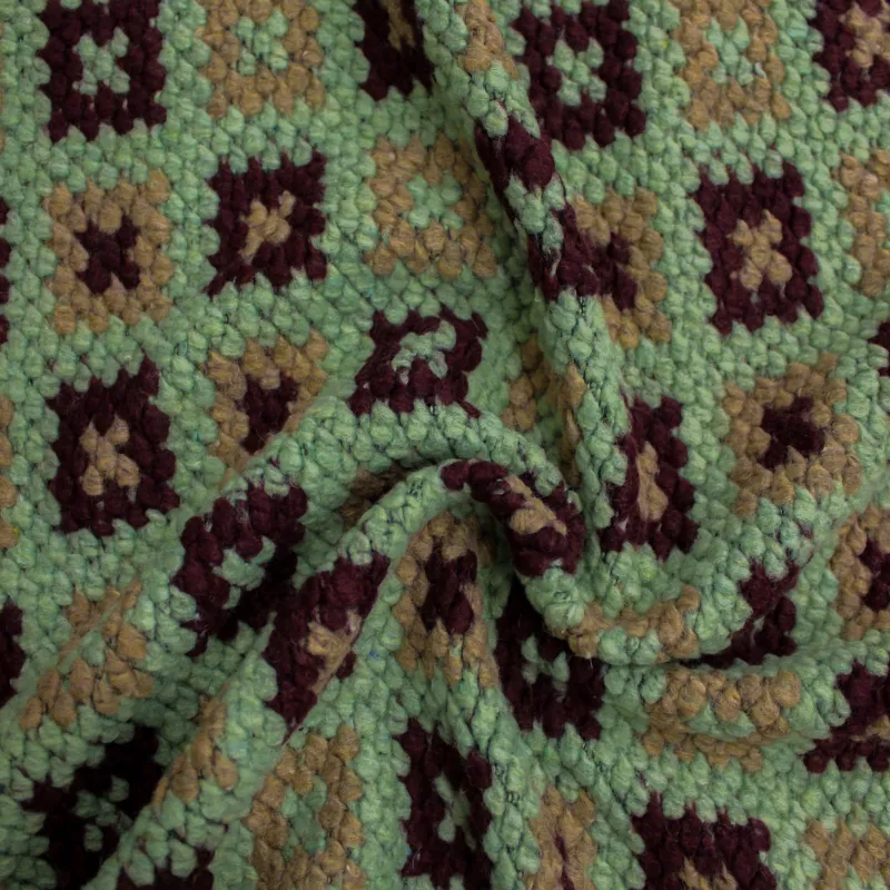 Tessuto uncinetto verde deadstock per cappotto misto lana