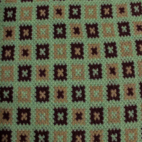 Tessuto uncinetto verde deadstock per cappotto misto lana