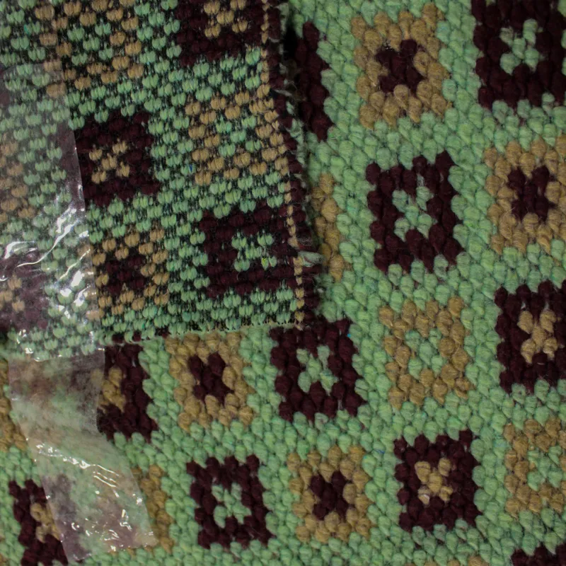 Tessuto uncinetto verde deadstock per cappotto misto lana