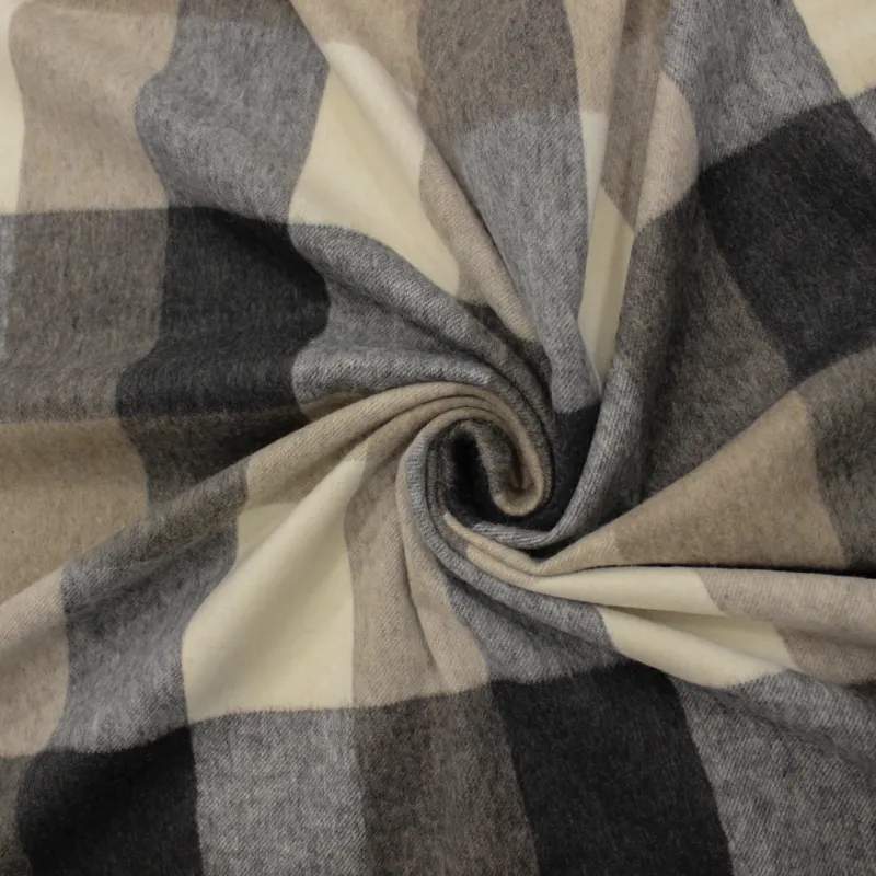 Tessuto panno per cappotto scozzese beige
