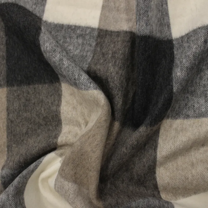 Tessuto panno per cappotto scozzese beige