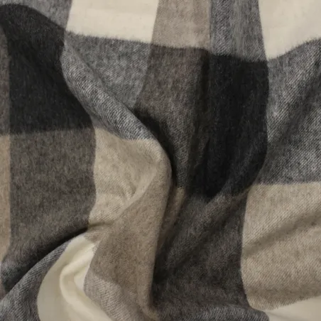 Tessuto panno per cappotto scozzese beige