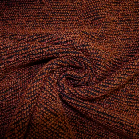 Morbido boucle' arancio scuro e nero | tessuti deadstock