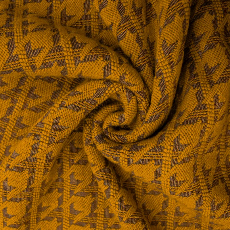 TESSUTO PIED DE POUL MADE IN ITALY DI COLORE OCRA | TESSUTI ABBIGLIEMENTO