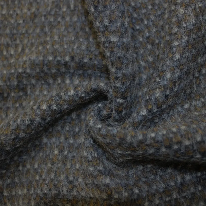 Tessuto per cappotto deadstock di colore blu puntinato