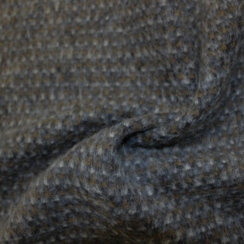 Tessuto per cappotto deadstock di colore blu puntinato