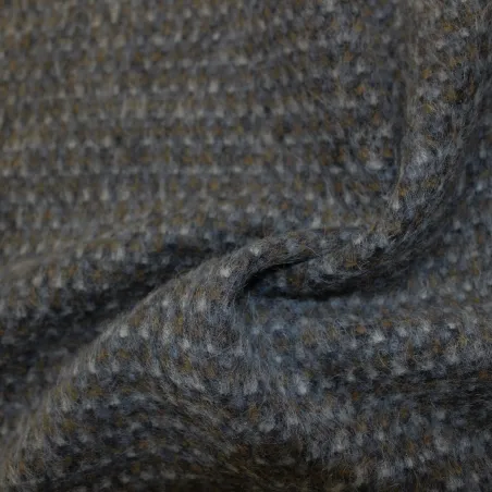 Tessuto per cappotto deadstock di colore blu puntinato