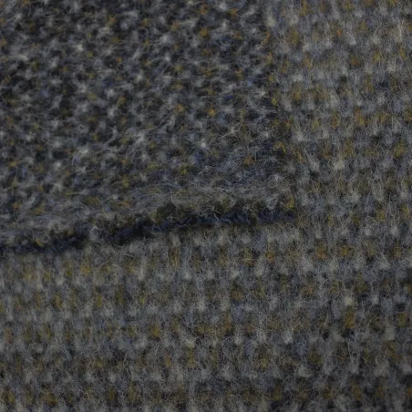 Tessuto per cappotto deadstock di colore blu puntinato