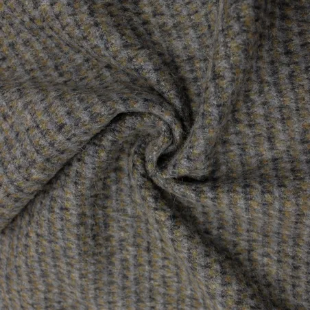 Tessuto per cappotto puntinato grigio in lana