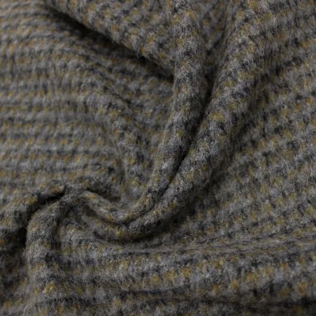Tessuto per cappotto puntinato grigio in lana