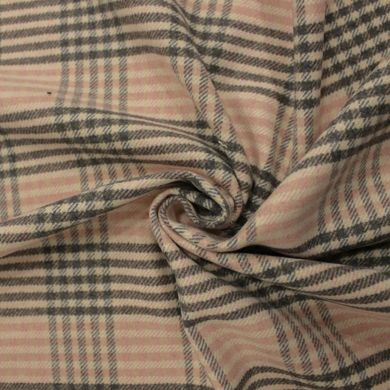 Tessuto per cappotto scozzese rosa e grigio