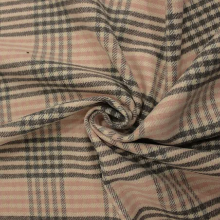 Tessuto per cappotto scozzese rosa e grigio