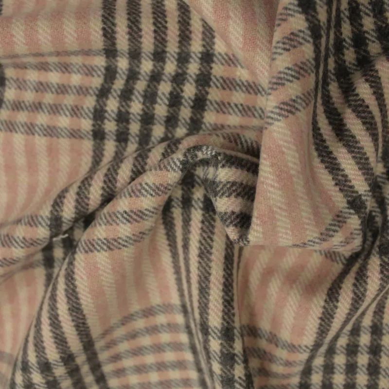 Tessuto per cappotto scozzese rosa e grigio
