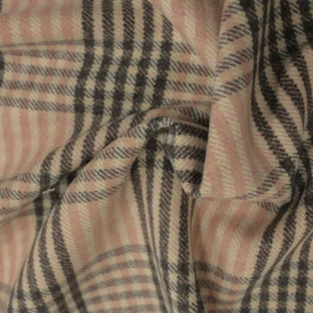 Tessuto per cappotto scozzese rosa e grigio