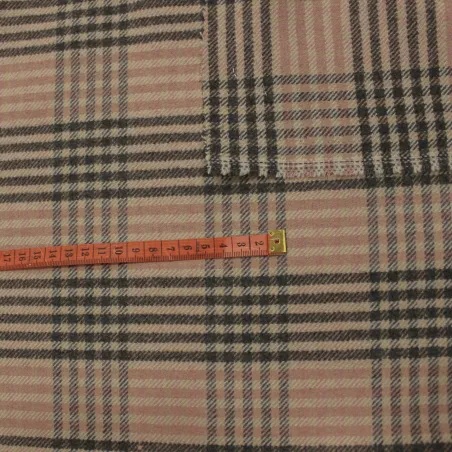 Tessuto per cappotto scozzese rosa e grigio