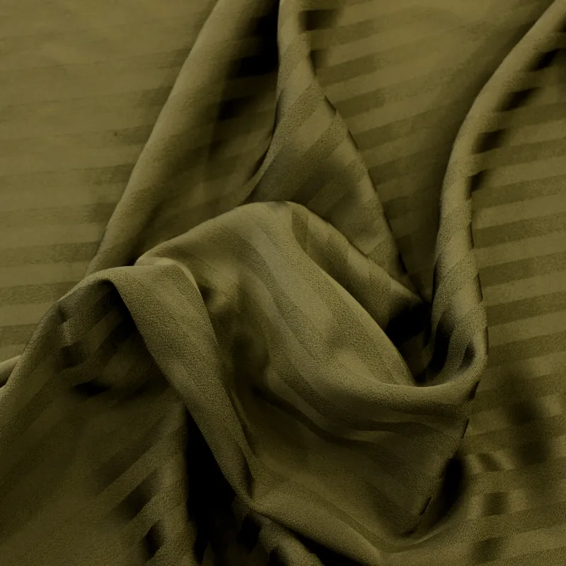Tessuto rigato raso in viscosa verde militare  | Tessuti Made in Italy
