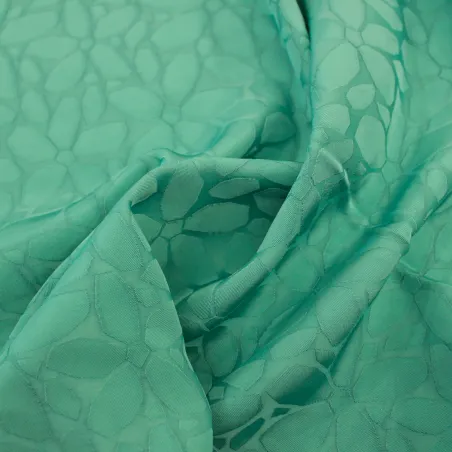 Raso in viscosa floreale verde acqua | Tessuti Pregiati