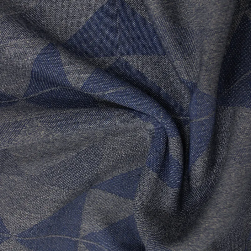 Jacquard blu disegno triangoli | Tessile per uomo