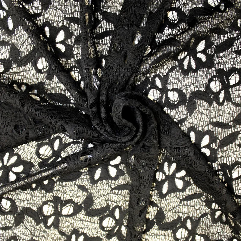 Pizzo nero floreale | abbigliamento elegante donna | IL TESSUTAIO