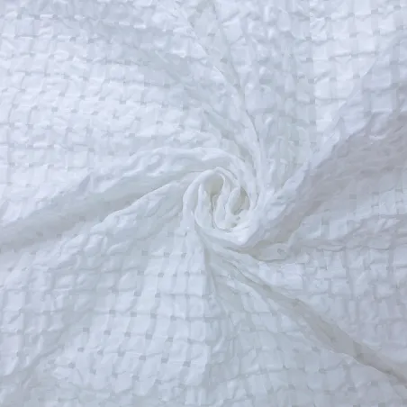 Tessuto goffrato vichy  bianco | ILTESSUTAIO