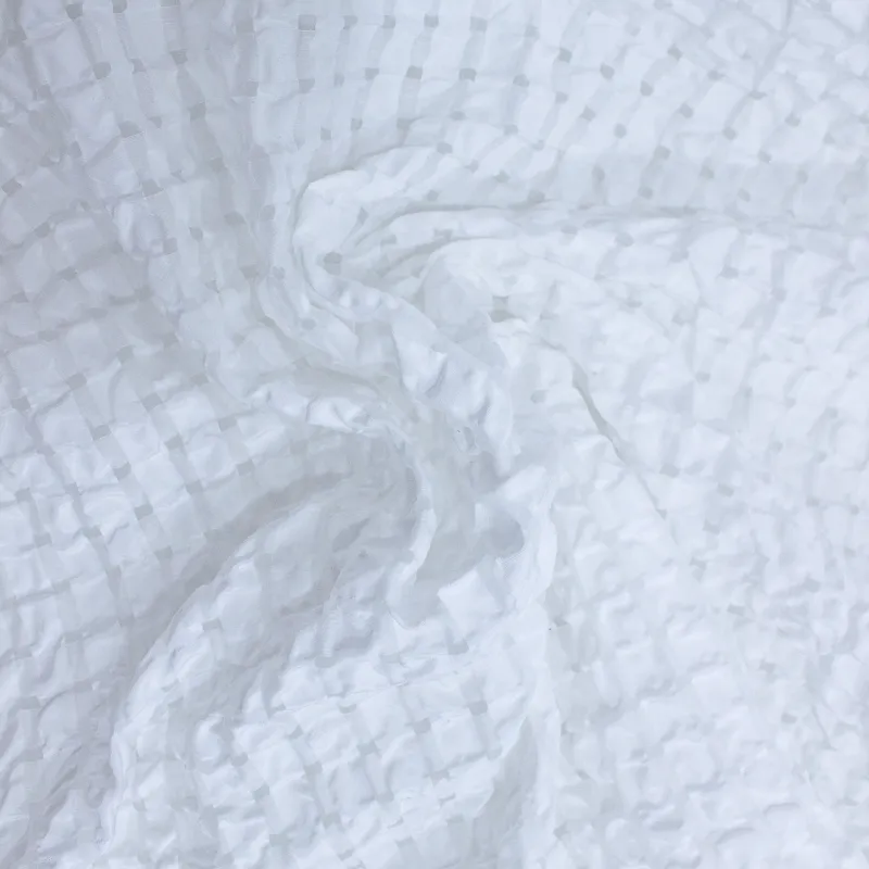Tessuto goffrato vichy  bianco | ILTESSUTAIO