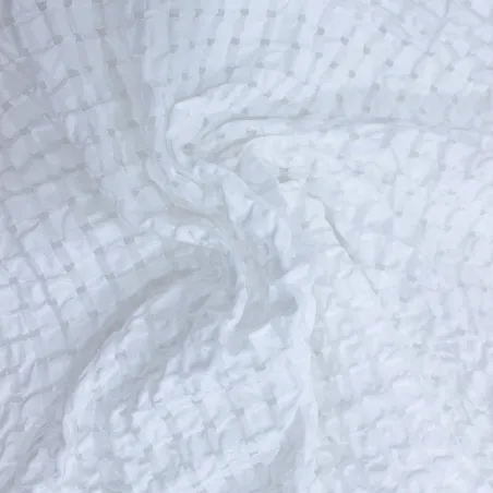Tessuto goffrato vichy  bianco | ILTESSUTAIO