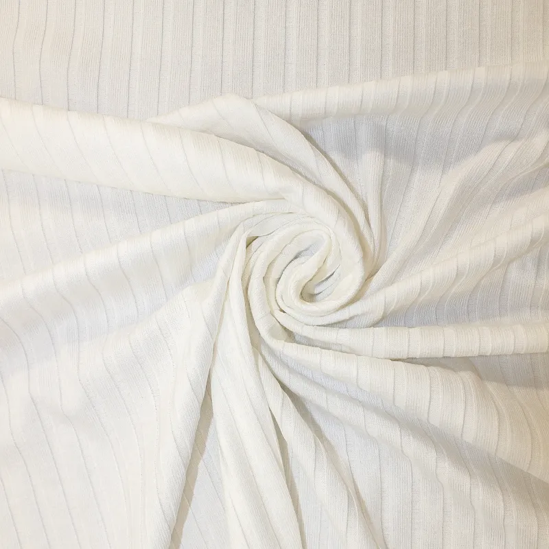 Maglia costina elasticizzata in viscosa bianca | ILTESSUTAIO