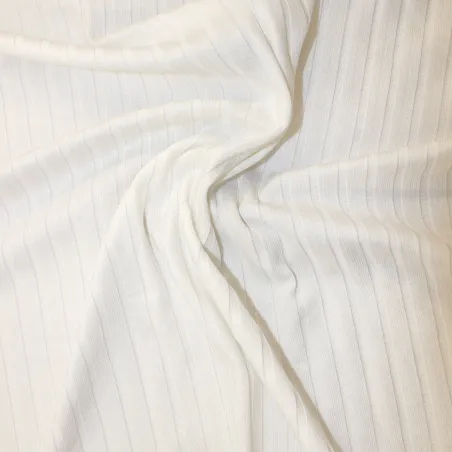 Maglia costina elasticizzata in viscosa bianca | ILTESSUTAIO
