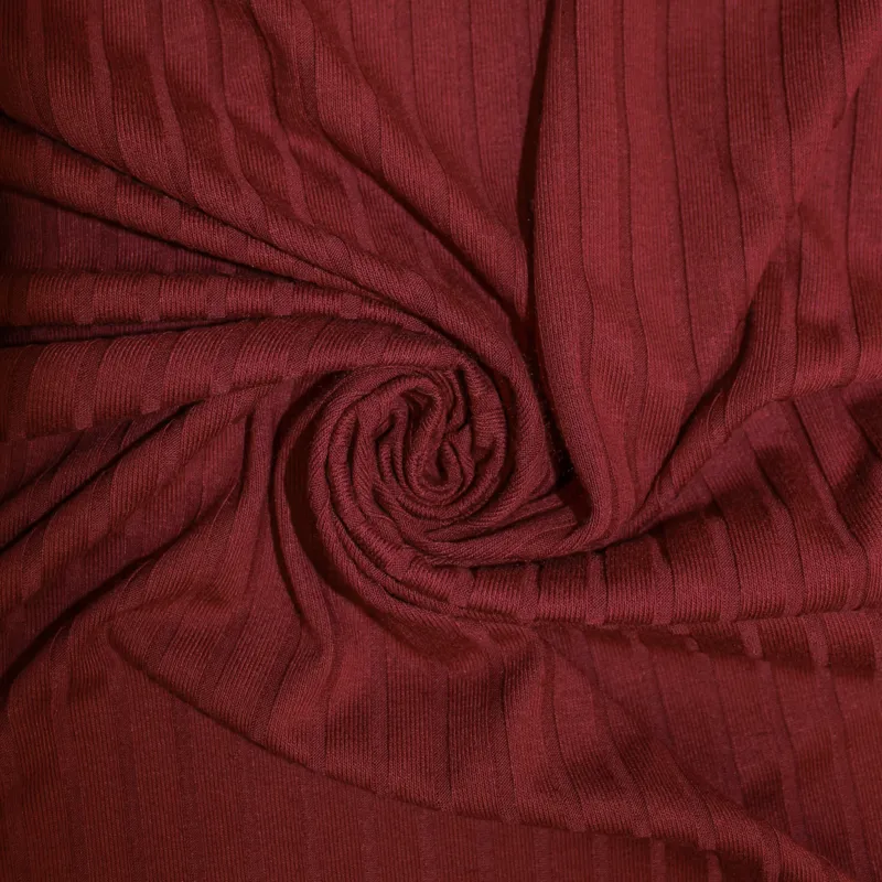 Tessuto maglia costina elasticizzata color bordeaux | IL TESSUTAIO