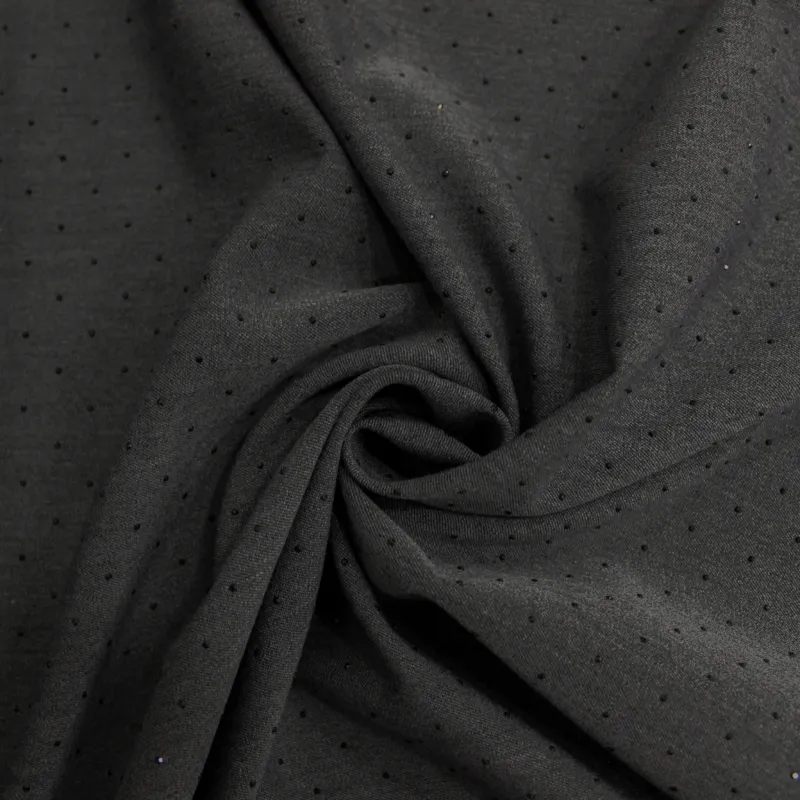 Poliviscosa antracite con strass neri | Tessuto tailleur donna