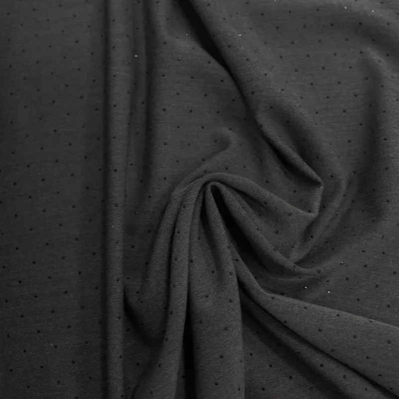 Poliviscosa antracite con strass neri | Tessuto tailleur donna