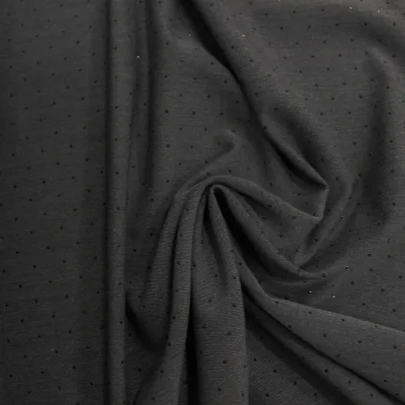 Poliviscosa antracite con strass neri | Tessuto tailleur donna